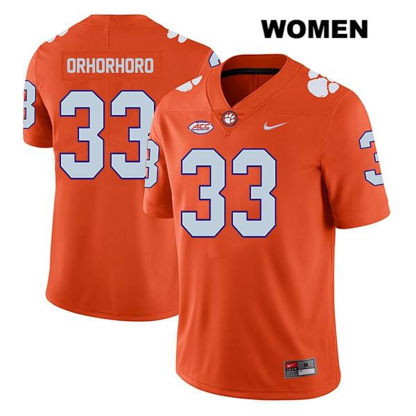 Women's Clemson Tigers #33 Ruke Orhorhoro Stitched Orange Legend Authentic Nike NCAA College Football Jersey VGZ6646NA